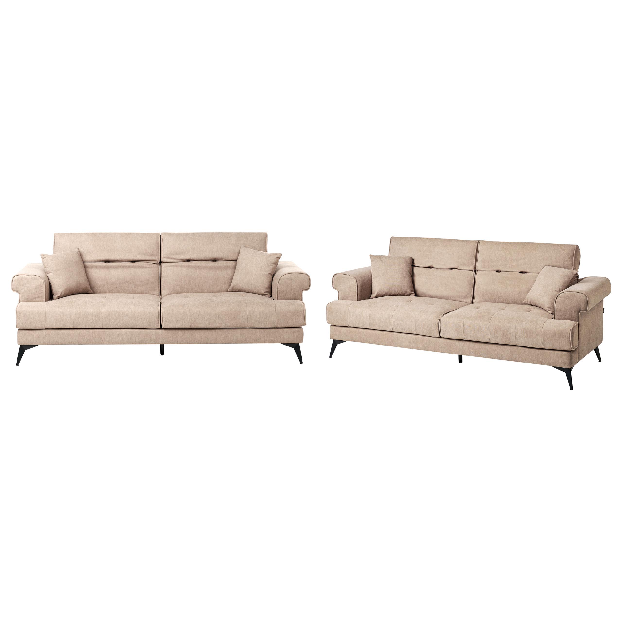 SOFA-SET 5-Sitzer Stoff Hellbraun Skive - Hellbraun/Schwarz, Textil (214/88/85cm) - Beliani