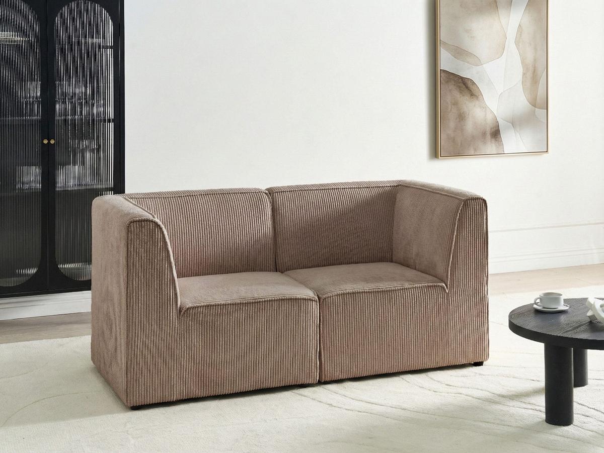 MODULSOFA 2-Sitzer Sandbeige Cord Lemvig - Sandfarben/Beige, Textil (166/78/83cm) - Beliani