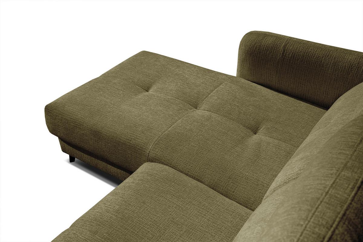 ECKSOFA SVEN 3-Sitzer, 1 Relax XL, verstellbare Kopfstützen, olivgrün - Schwarz/Olivgrün, Holzwerkstoff/Textil (256/163cm) - Wozimo