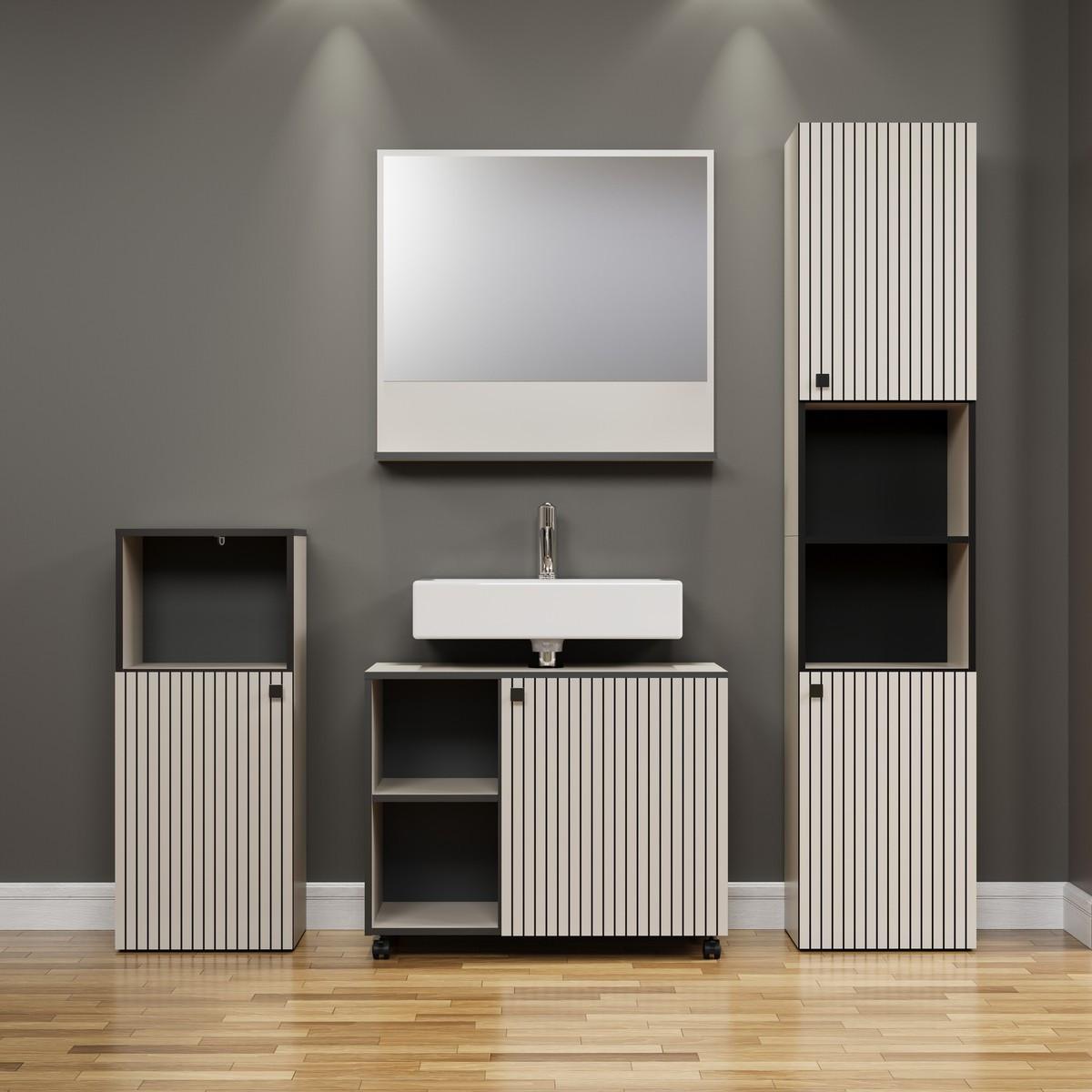 WASCHBECKENUNTERSCHRANK PureBliss Hellgrau - Hellgrau, Holzwerkstoff (80/64/42cm) - Trendteam