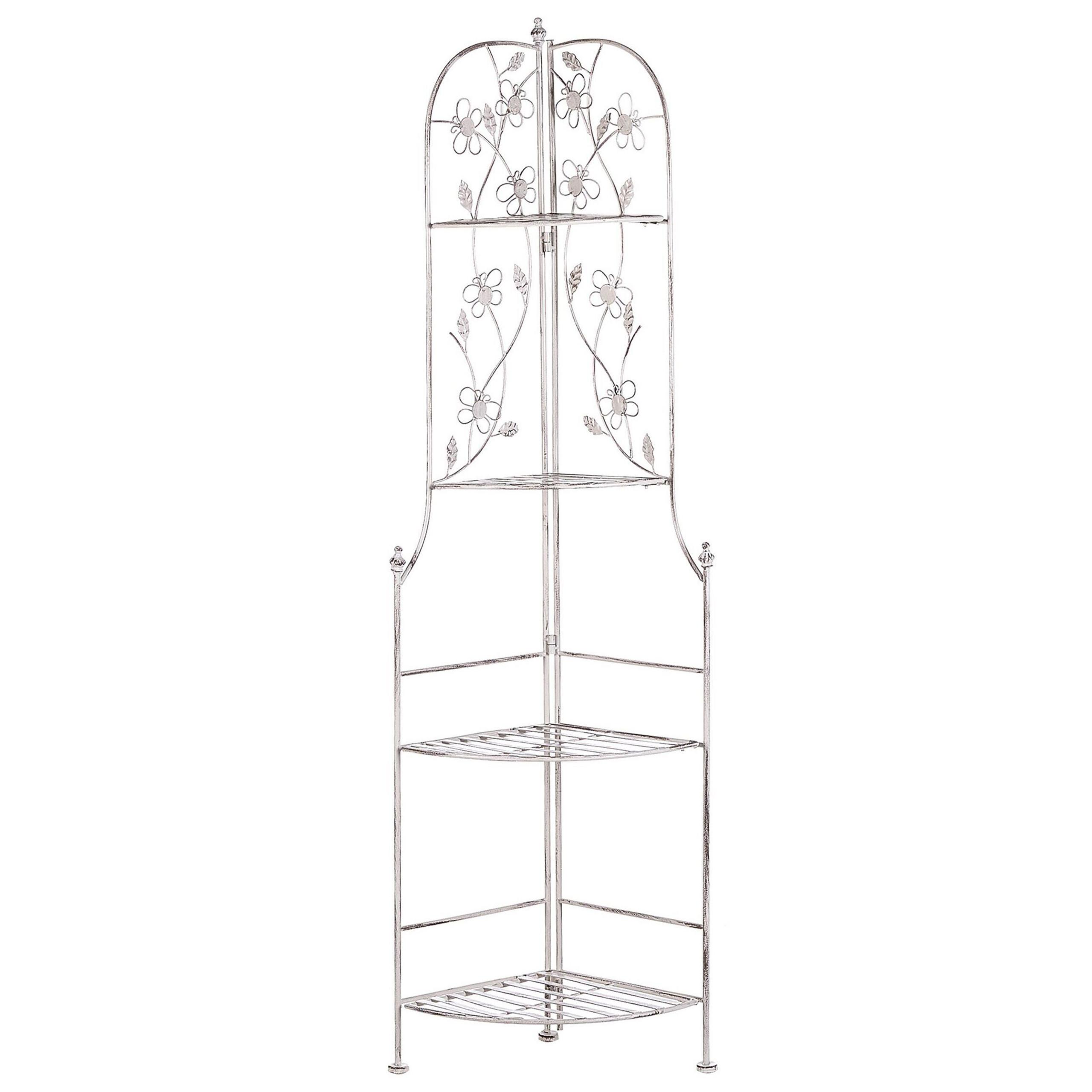ECKREGAL weiß Metall 4 Ablageflächen klappbar Biella - Weiß, Metall (35/158/35cm) - Beliani