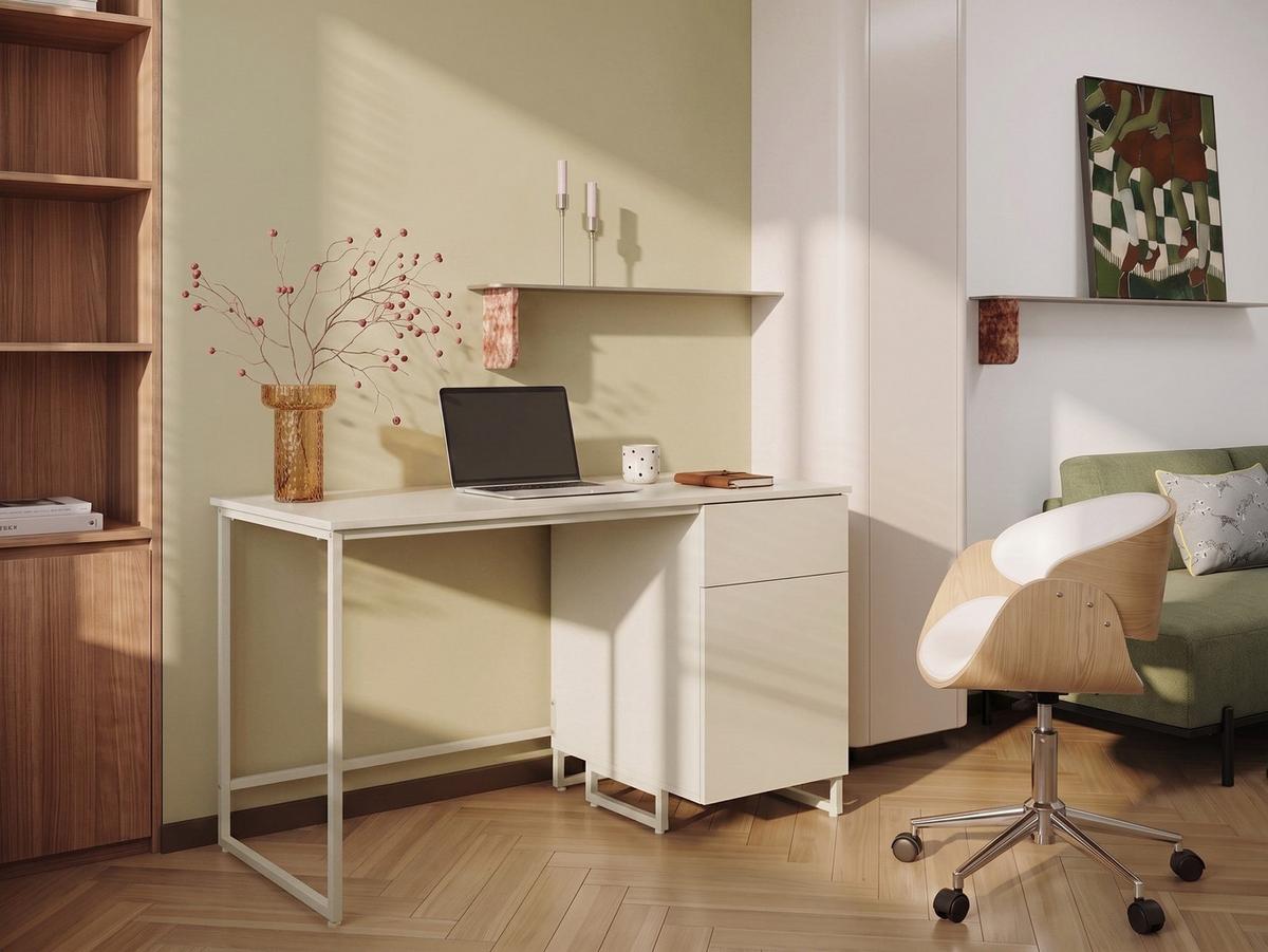 SCHREIBTISCH Hellbeige 120/60 cm mit Schubladen Lexton - Beige, Holzwerkstoff (60/120/75cm) - Beliani