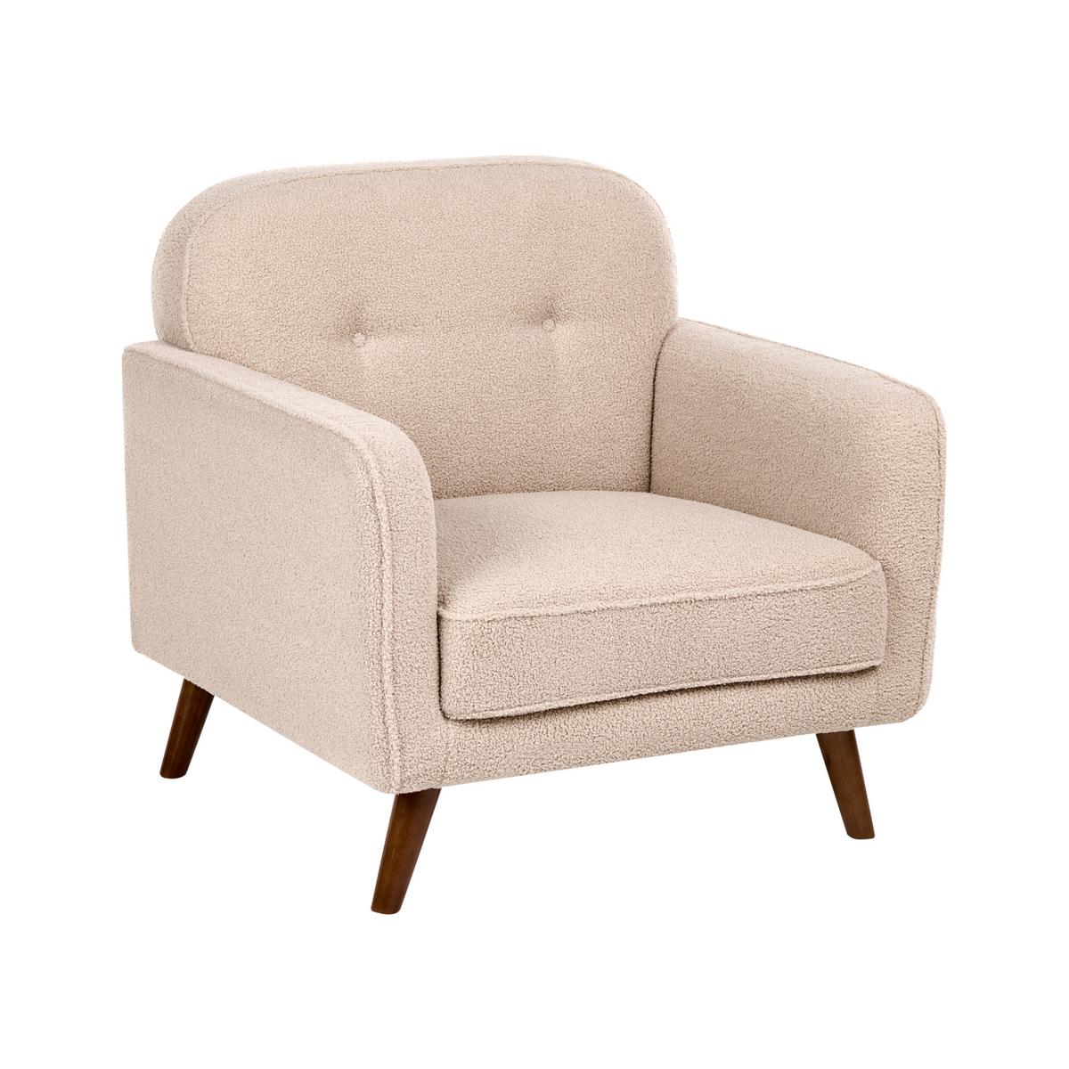 SESSEL Bouclé Beige Ettrum - Beige/Braun, Holz/Textil (87/87/84cm) - Beliani