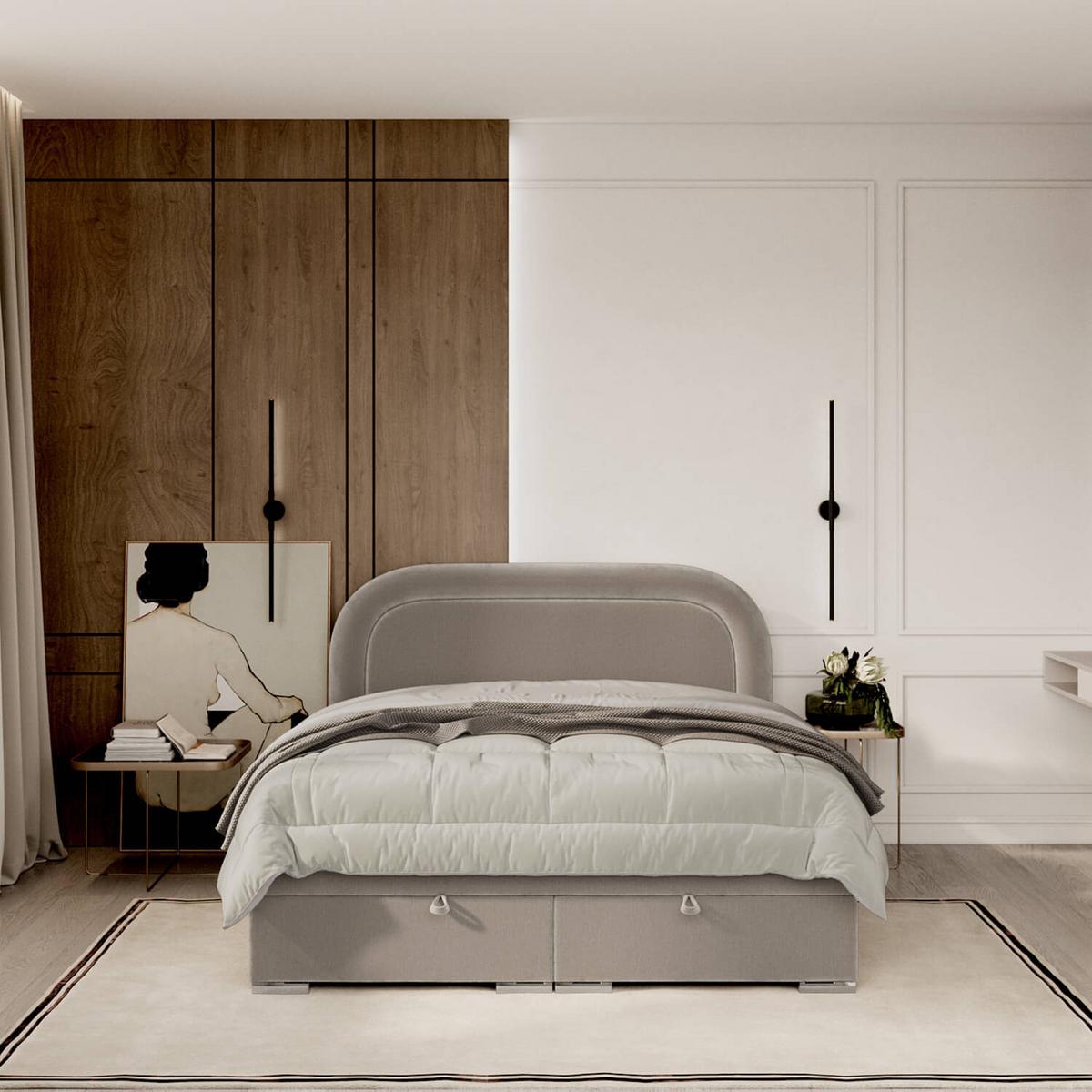 POLSTERBETT Harmony mit Stauraum 180/200 cm Beige im Lotta Stoff - Chromfarben/Beige, Holz/Holzwerkstoff (180/200cm) - AltaBeds