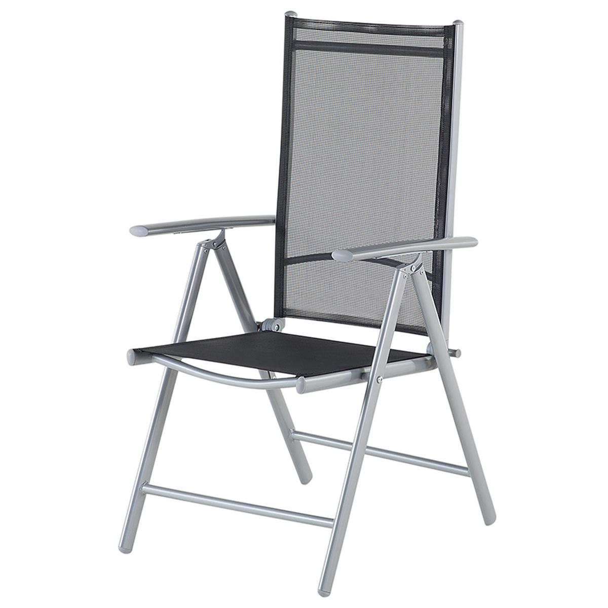 GARTENMÖBEL SET 6-Sitzer Aluminium schwarz Catania - Silberfarben/Schwarz, Metall - Beliani