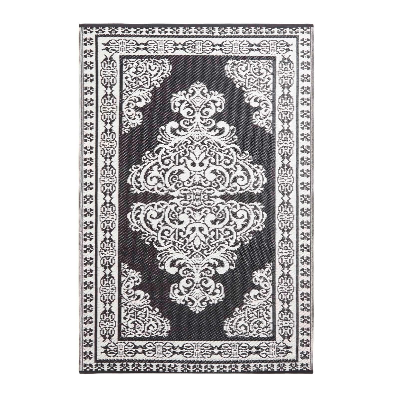 OUTDOORTEPPICH Orientalisch gemustert 120/186 cm - Schwarz/Weiß, Kunststoff (120/186cm) - Homescapes
