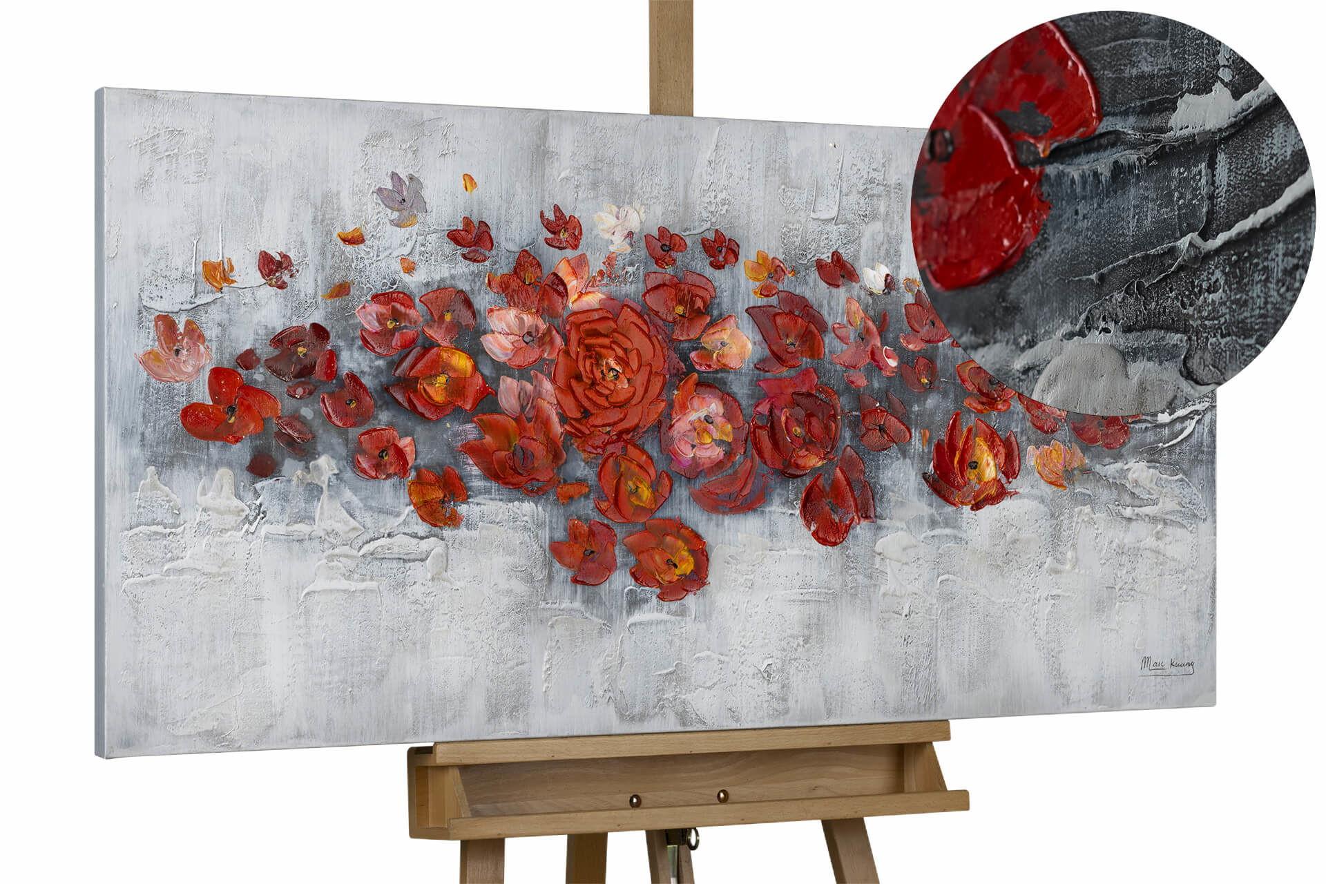 ÖLGEMÄLDE 120/60 cm - Rot/Grau, Holz/Textil (120/60cm) - KUNSTLOFT