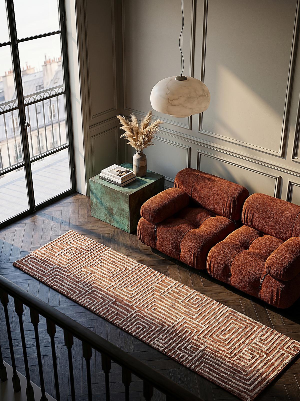 TEPPICH ARLEN, geometrisch, Terrakotta, 80 x 300 cm - Orange, Textil (300/80cm) - KADIMA DESIGN