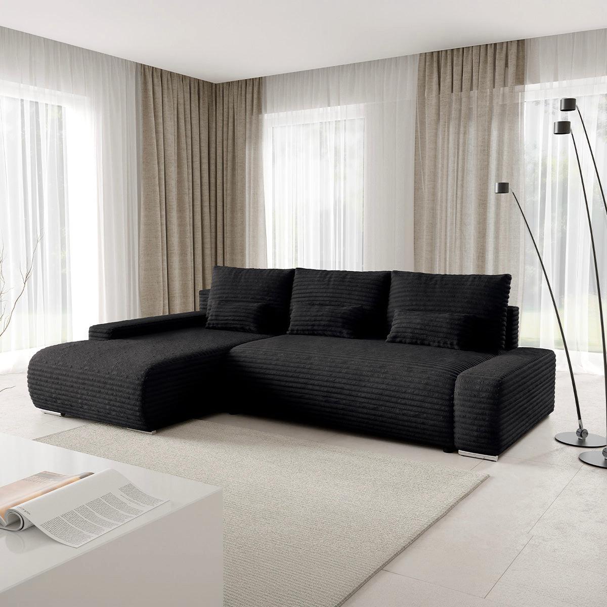 ECKSOFA Ivana 3 Sitzplätze Schwarz - Schwarz, Holz (265/172cm) - Petits-meubles