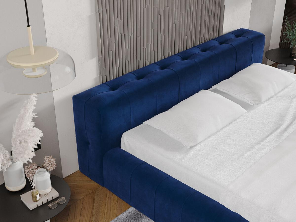 POLSTERBETT Lipari 140x200 Blau - Blau/Naturfarben, Holz/Textil (140/200cm) - Graingold