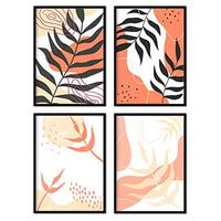 POSTER Set mit 4 abstrakten 1 floralen in warmen Erdtönen A3 Schwarzer Rahmen - Schwarz, Papier (29.7/3cm) - Nacnic