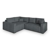ECKSOFA ERONIS L-S Grau Kordstoff mit Schlaffunktion - Grau, Holz (265/194cm) - MASSENO