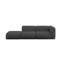 SOFA Ottomane Rechts MIRA-S3 296x89x70 Dunkelgrau Velours - Dunkelgrau/Schwarz, Holzwerkstoff/Kunststoff (296/70/89cm) - ALTDECOR