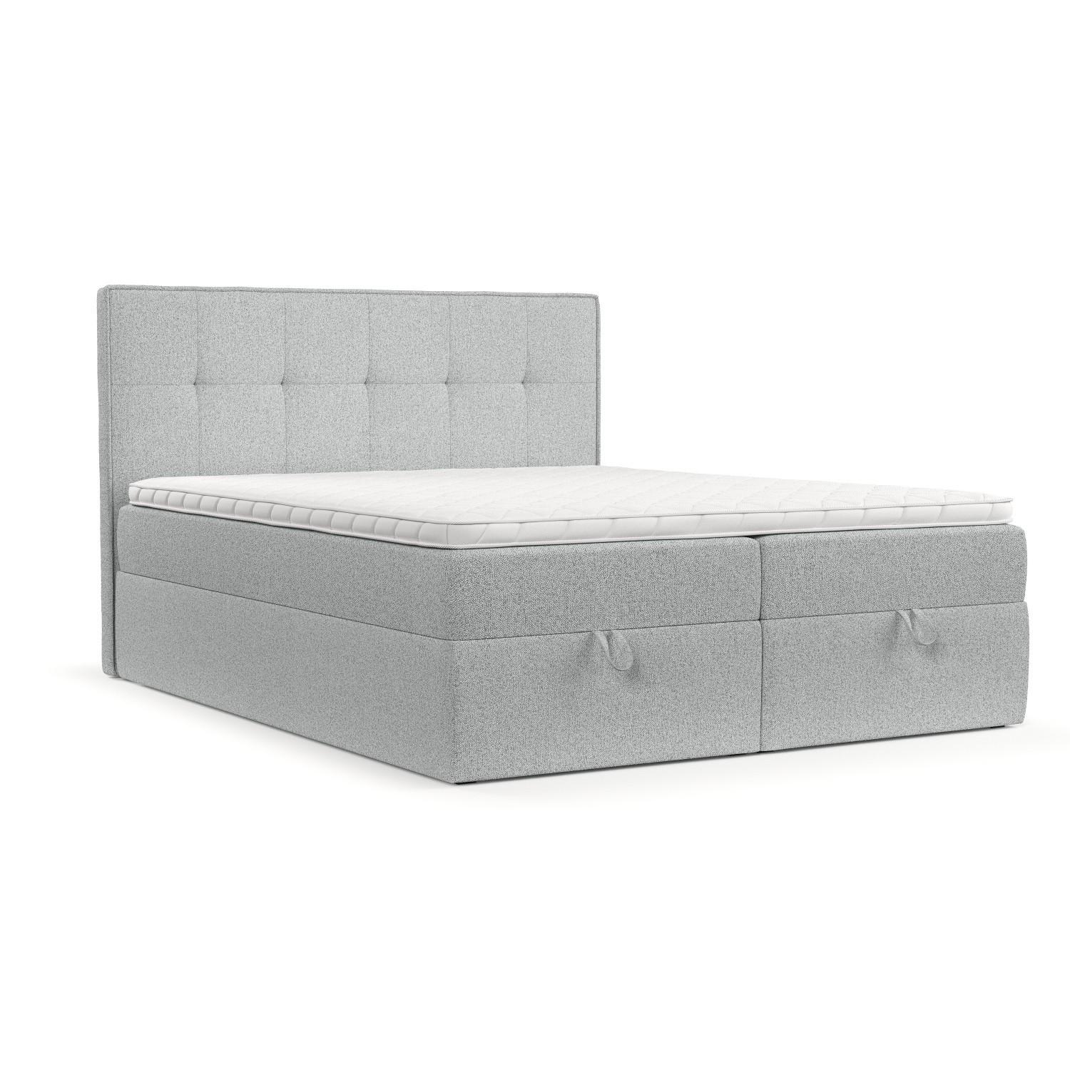 BOXBETT Tivra 160/200 cm Hellgrau im Riva Stoff - Hellgrau/Schwarz, Holz/Holzwerkstoff (160/200cm) - AltaBeds