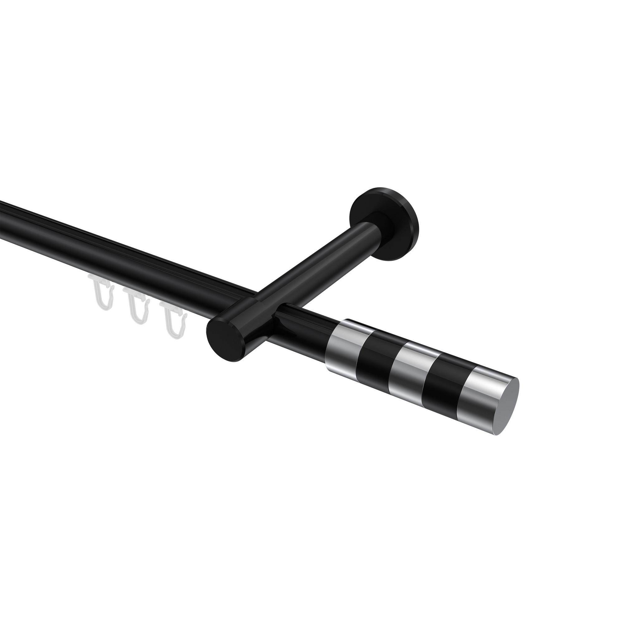 GARDINENSTANGE INNENLAUF Prestige Mavell 160 cm, 1-läufig, 20 mm Ø Schwarz - Chromfarben/Schwarz, Metall (160cm) - INTERDECO