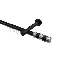 GARDINENSTANGE INNENLAUF Prestige Mavell 160 cm, 1-läufig, 20 mm Ø Schwarz - Chromfarben/Schwarz, Metall (160cm) - INTERDECO