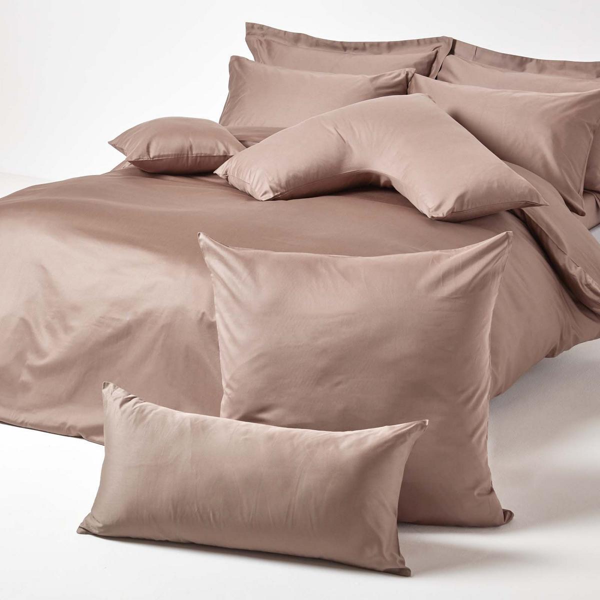 BIO-KISSENBEZUG Satin, Fadendichte 400 - Braun, Textil (60/60cm) - Homescapes