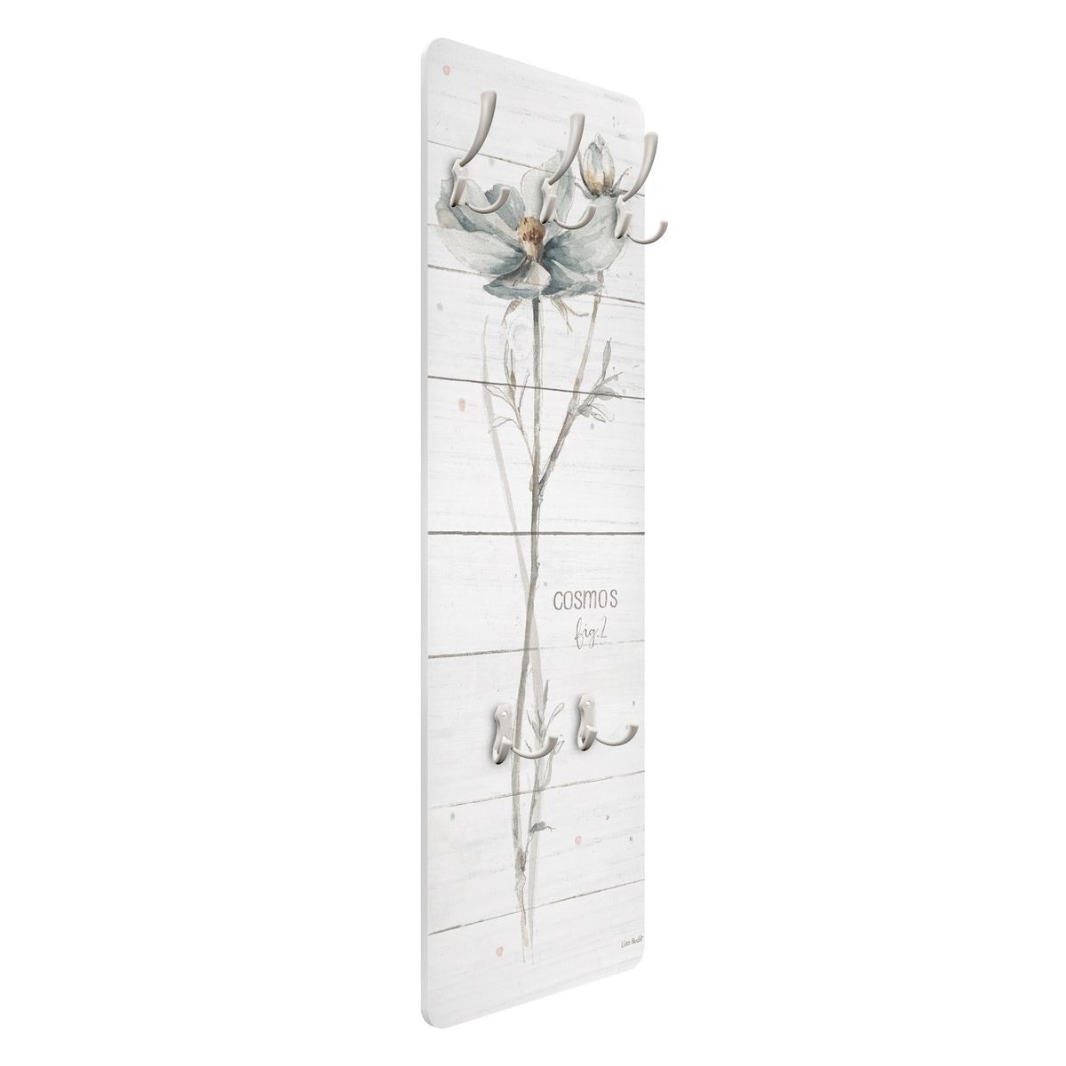 WANDGARDEROBE - Aquarell Cosmea auf Holz 34/105 cm - Beige, Holzwerkstoff (34/105/1.6cm) - Bilderwelten