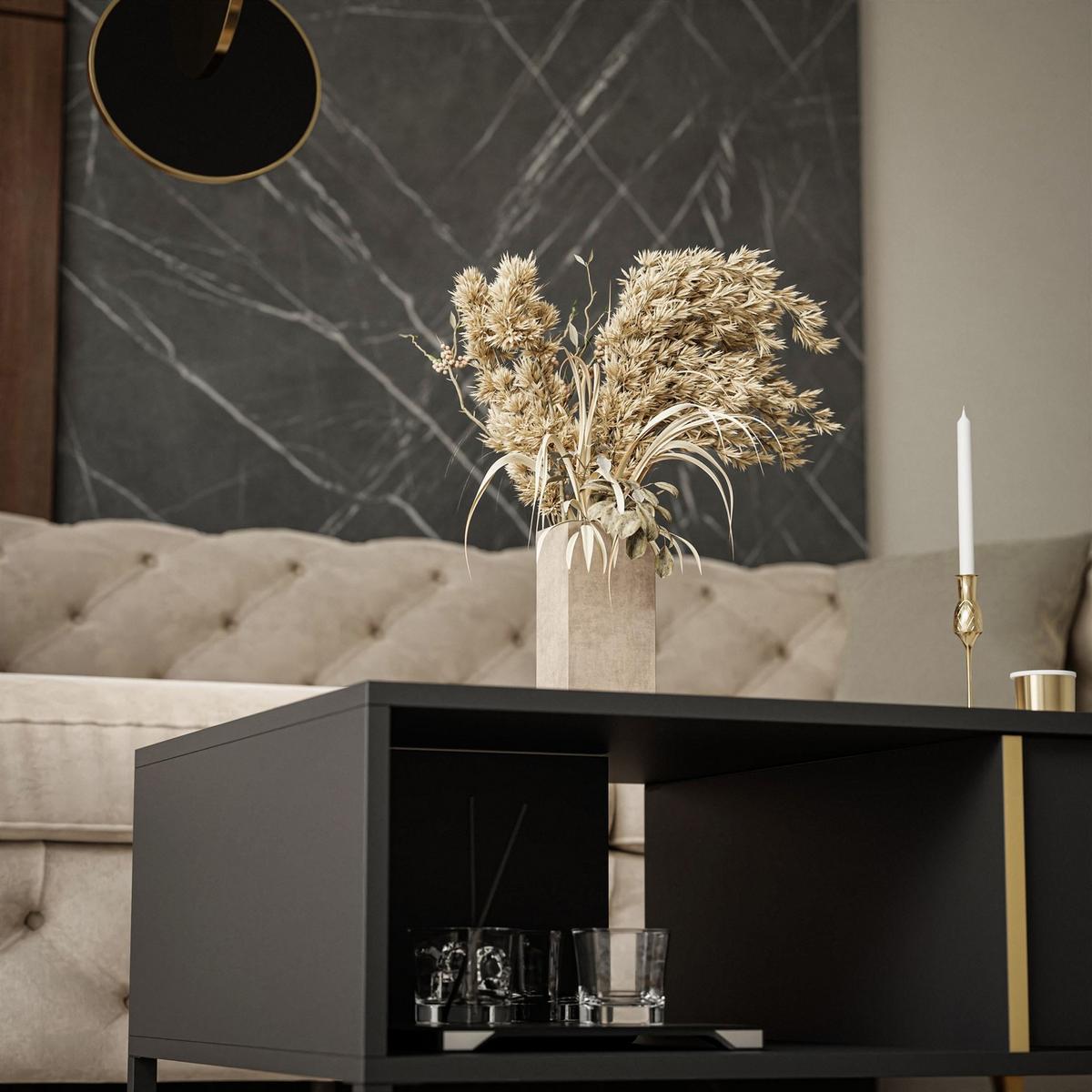 COUCHTISCH LARETTO mit Schublade anthrazit - Schwarz, Holzwerkstoff (60/97/44.4cm) - Lookway