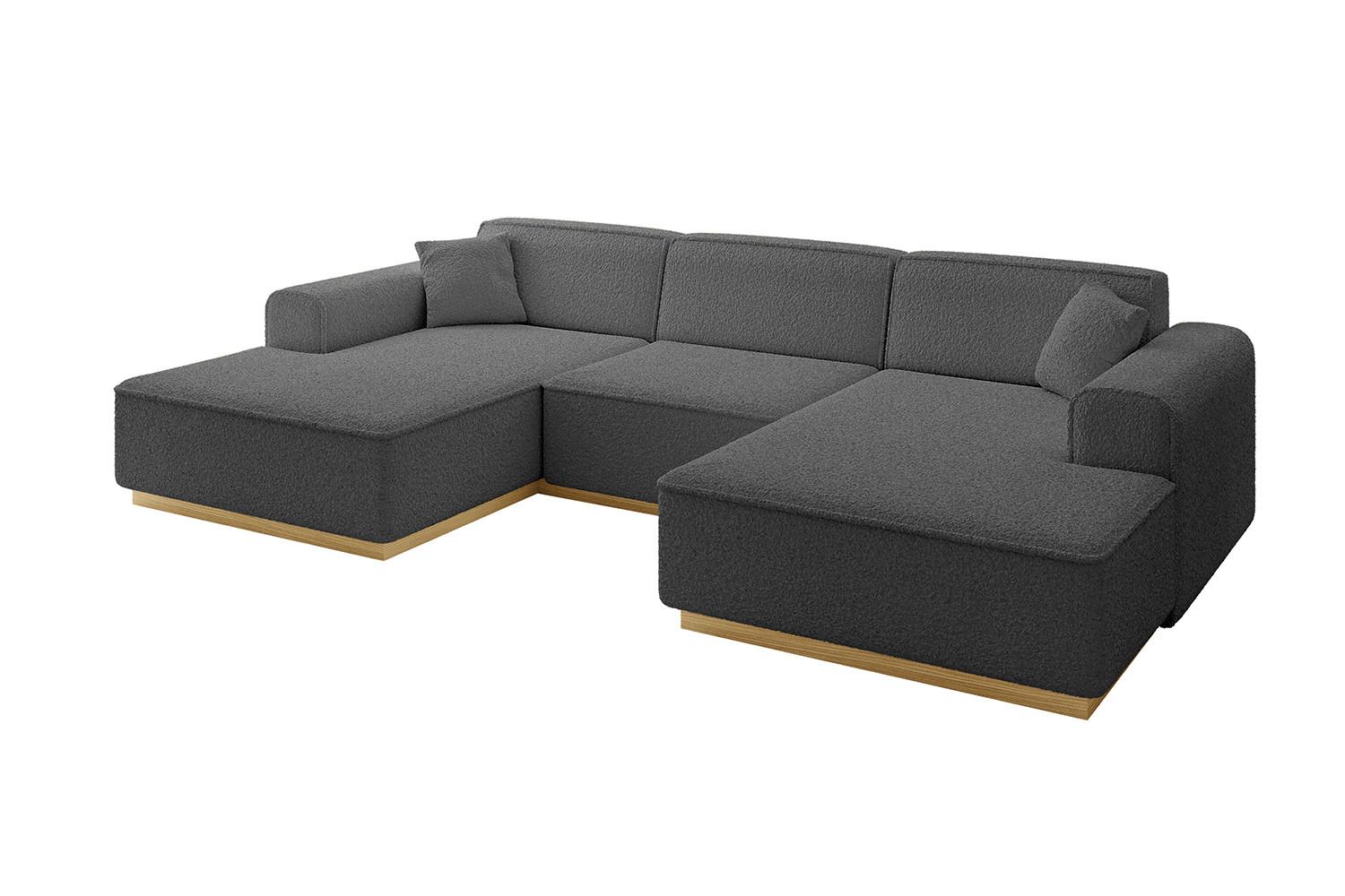 WOHNLANDSCHAFT IREA-U1-v2 - 301x165x80 cm Grau - Olivgrün, Holzwerkstoff/Textil (301/80/165cm) - ALTDECOR