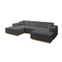WOHNLANDSCHAFT IREA-U1-v2 - 301x165x80 cm Grau - Olivgrün, Holzwerkstoff/Textil (301/80/165cm) - ALTDECOR