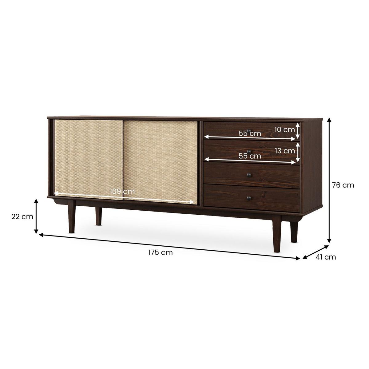 SIDEBOARD SIMONA nussbaum - Nussbaumfarben, Holz (175/76/41cm) - IDIMEX