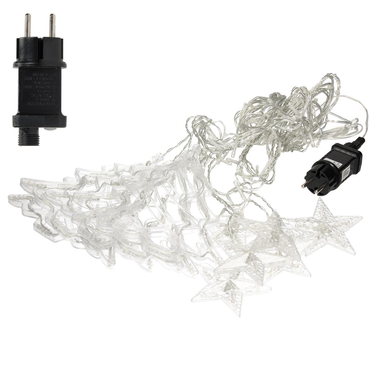 LICHTERKETTE Vorhang 220 cm mit 138 LED Warmweiß - Transparent, Kunststoff (220cm) - ECD-Germany