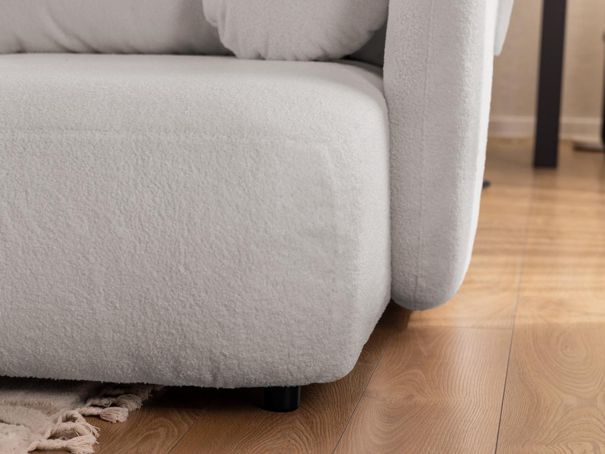 ECKSOFA Candy mit Schlaffunktion Hellgrau Bouclé-Stoff - Ottomane rechts - Hellgrau/Schwarz, Holz/Kunststoff (146/230cm) - S-Style
