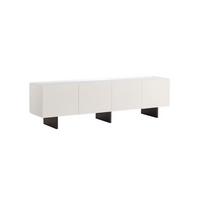 LOWBOARD LYNN Weiß Holz - Schwarz/Weiß, Holzwerkstoff/Metall (200/55/40cm) - KAWOLA