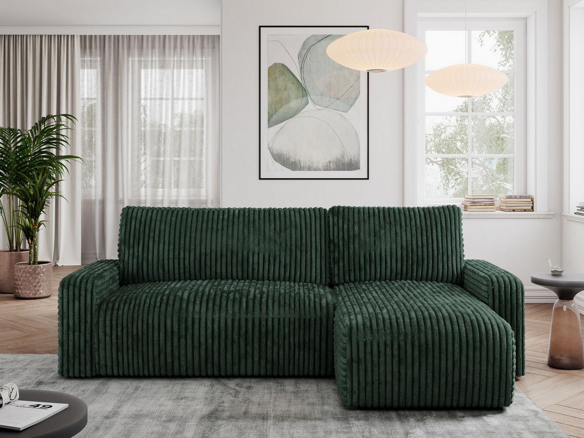 ECKSOFA ARGOS Grün Cord - Schwarz/Grün, Kunststoff/Textil (245/150cm) - MKS