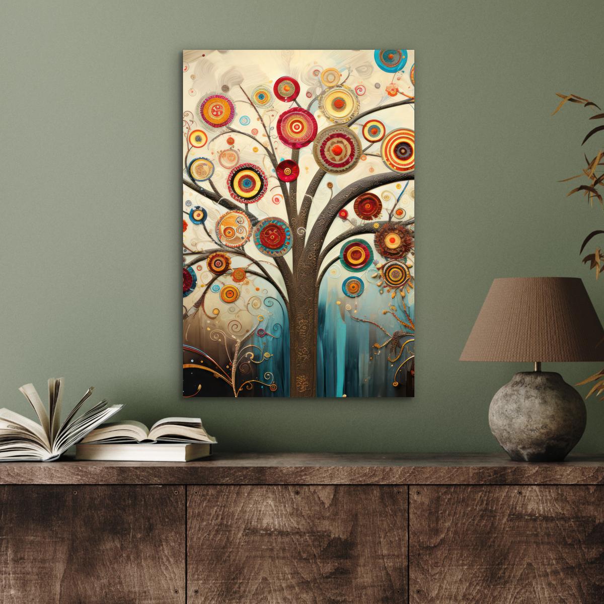 METALLBILD Baum - Baum des Lebens - Farbe Deko Schlafzimmer 40x60 cm - Braun, Metall (40/60cm) - MuchoWow