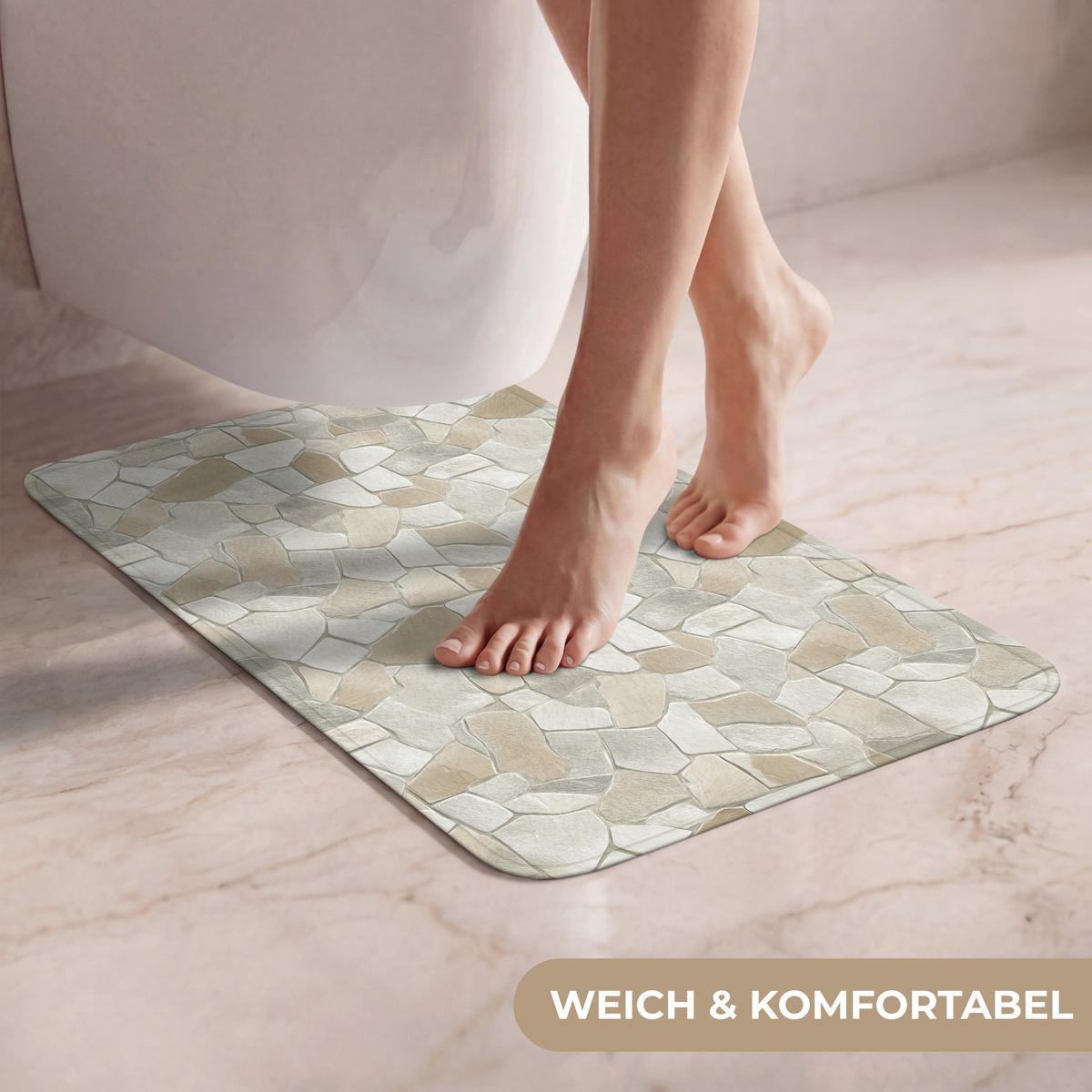 WC-VORLEGER Mosaik - Steine - Beige WC Teppich 40x60 cm - Beige, Textil (40/1cm) - OnlyWow