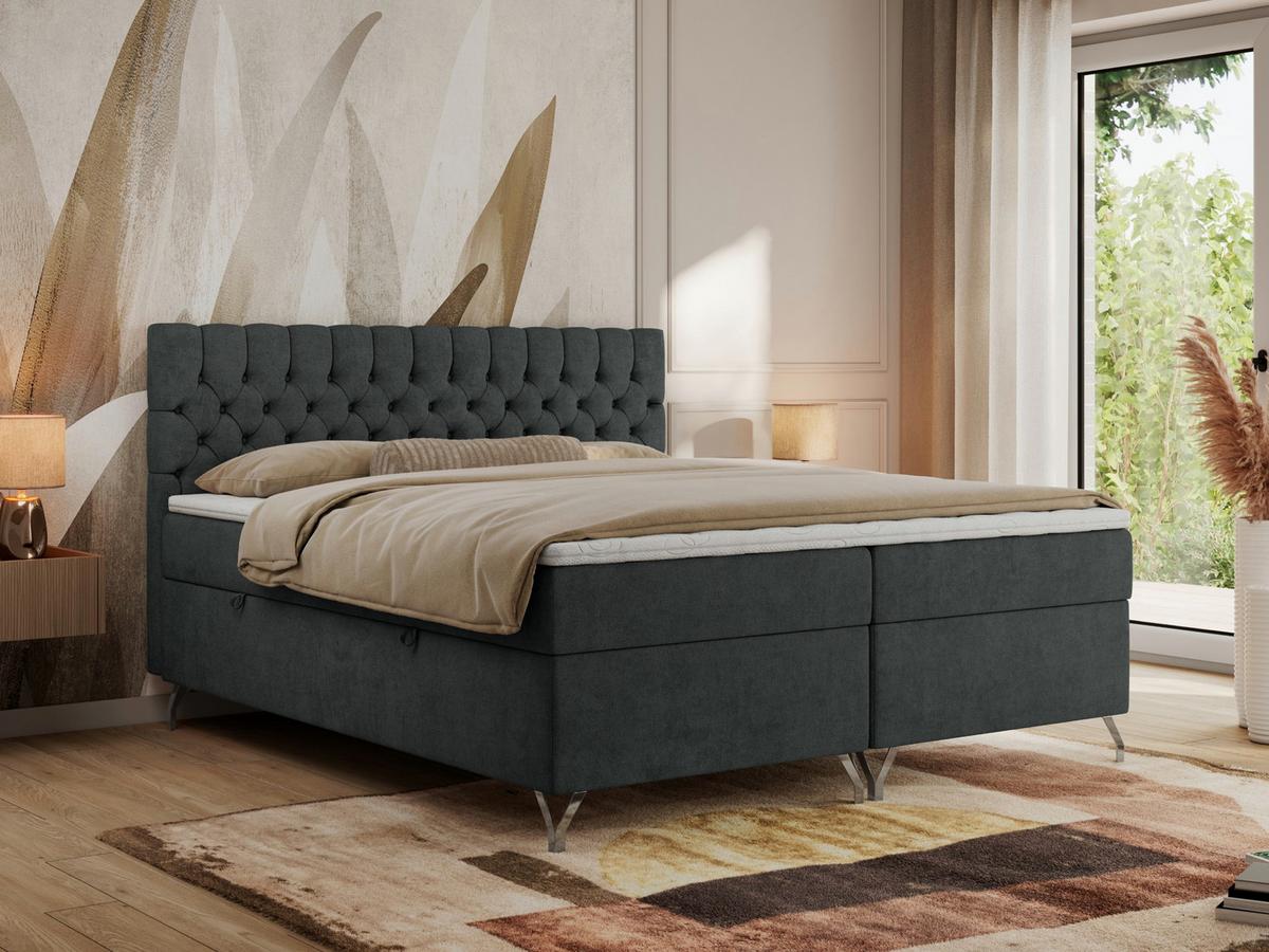 BOXBETT GRIMALDI 200/200 Dunkelgrau Struktur - H3 - Dunkelgrau, Holz/Textil (200/200cm) - MKS