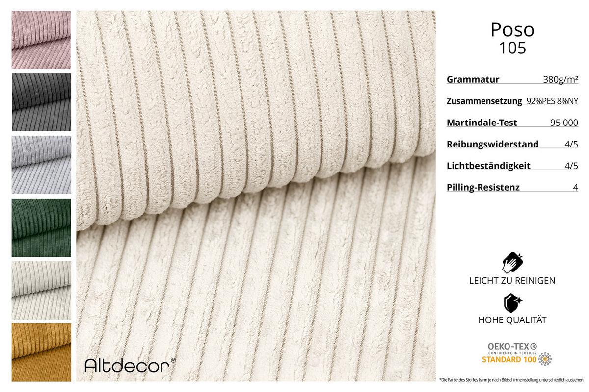 ECKSOFA mit Schlaffunktion und Bettkasten LIRA-L - 264x172x89 Beige - Beige, Holzwerkstoff/Textil (172/264cm) - ALTDECOR