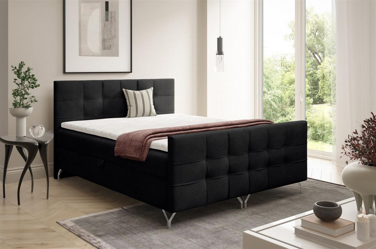 BOXBETT Perla - Schwarz, Holzwerkstoff/Textil (180/200cm) - Fun Möbel