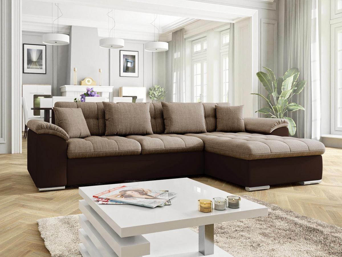 ECKSOFA Diana, Seite: Rechts - Beige/Braun, Holz/Textil (280/160cm) - MIRJAN24