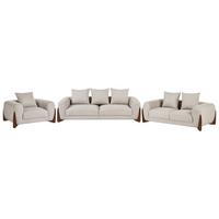 SOFA-SET 6-Sitzer Taupe Vinliden - Beige/Braun, Textil (217/82/87cm) - Beliani