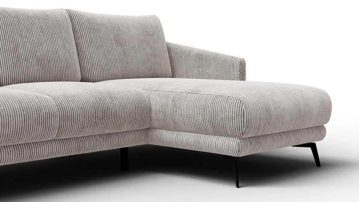 ECKSOFA VILT 3-Sitzer, perlweiß - Schwarz/Weiß, Holzwerkstoff/Textil (221/156cm) - Wozimo