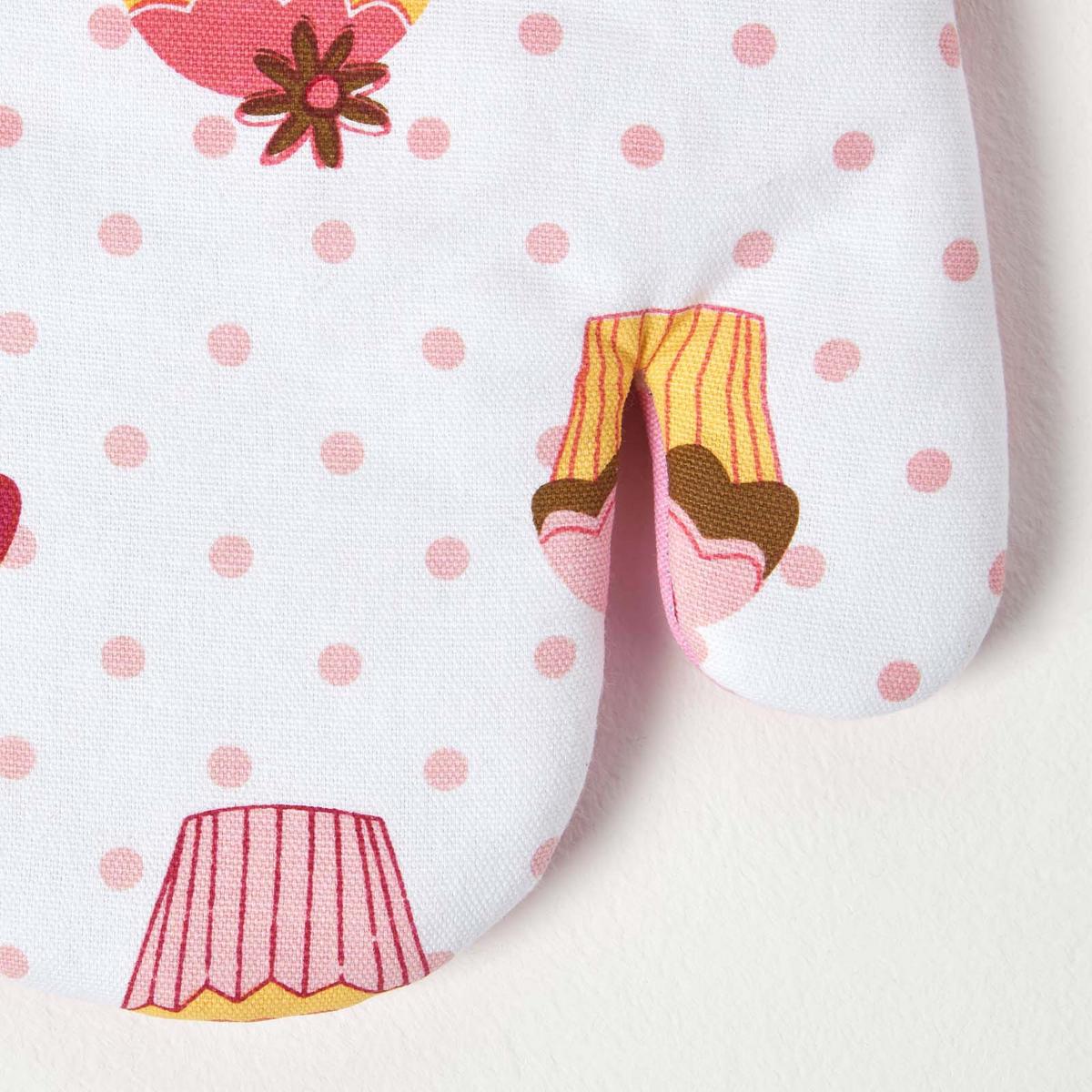 OFENHANDSCHUH Cupcakes 18/32 cm, Baumwolle wattiert - Rosa, Textil (18/32cm) - Homescapes