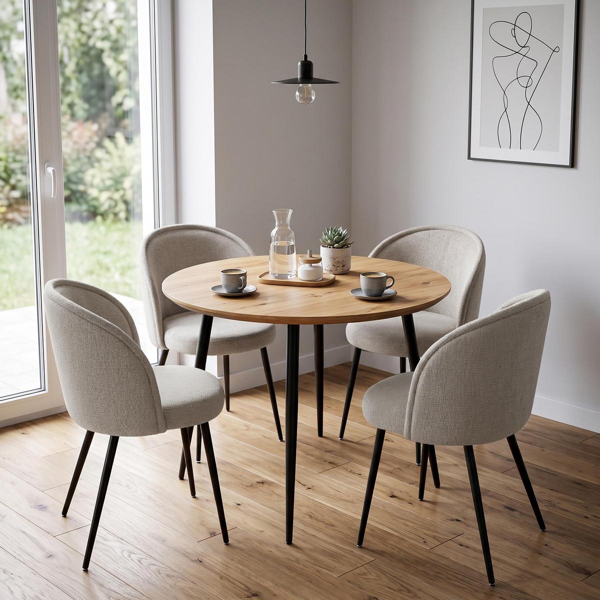 STÜHLE Gappo, Polsterstuhl mit gepolsterter Rückenlehne, Metallbeine, Dunkelbeige - Schwarz/Cappuccino, Metall (52/77/51cm) - Beautysofa
