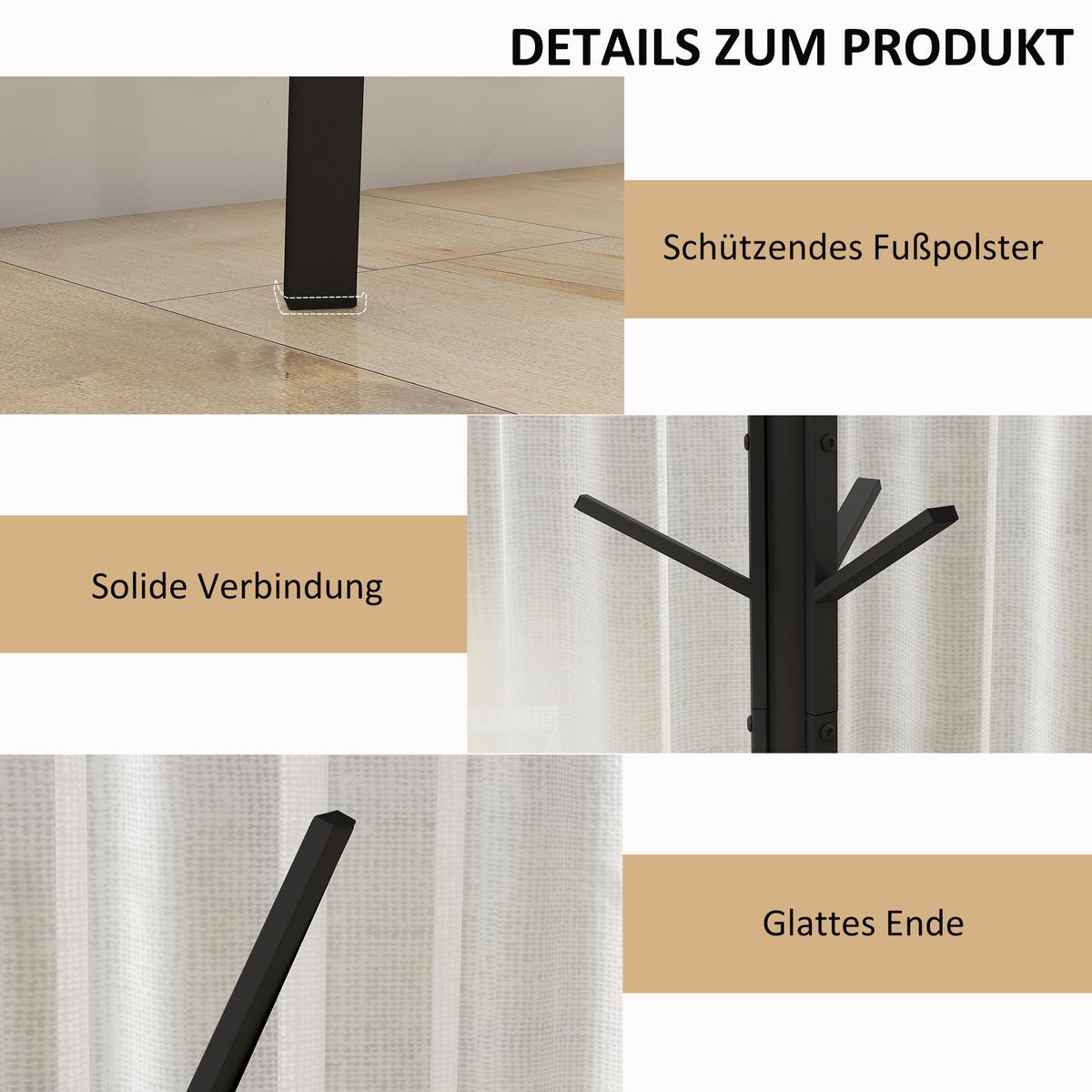 KLEIDERSTÄNDER - Schwarz, Metall (45/180/45cm) - HOMCOM