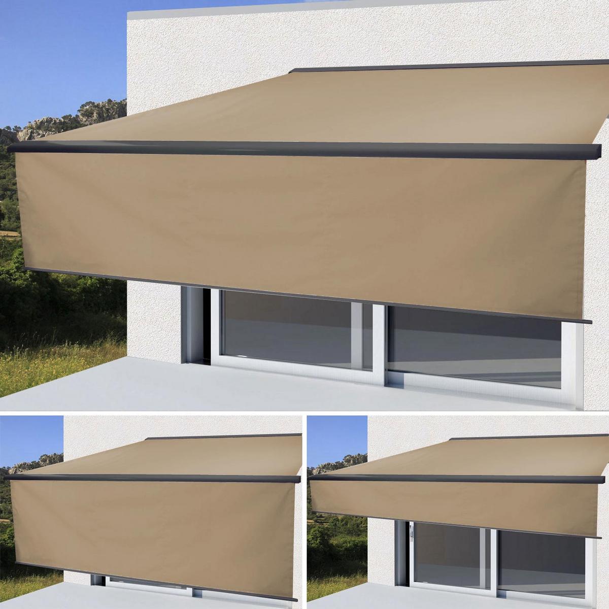 KASSETTEN-MARKISE VOLANT AUSFAHRBAR Cremeweiß, Anthrazit - Anthrazit/Weiß, Textil (500/15/300cm) - MCW