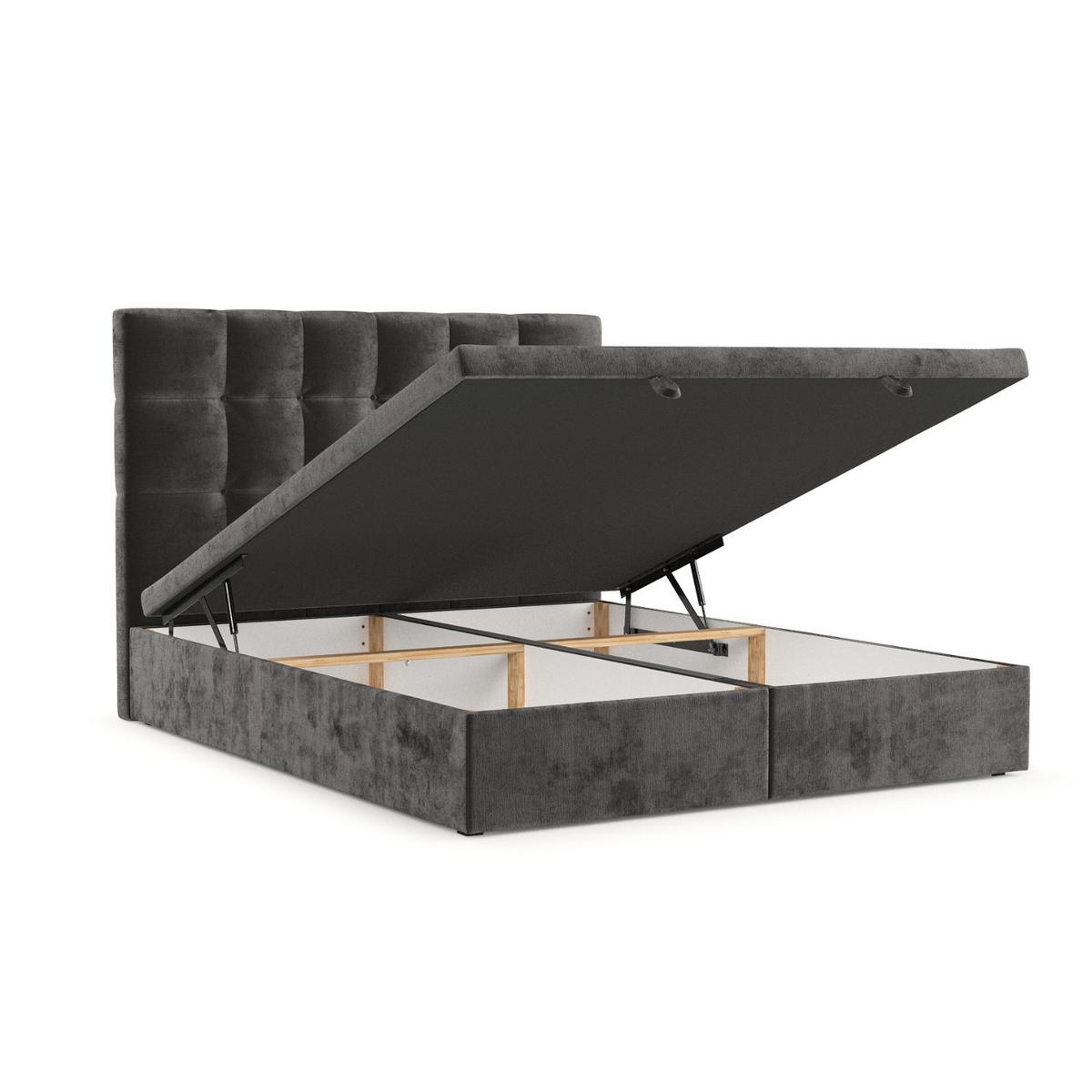 POLSTERBETT Guam mit Stauraum 160/200 cm Stahl im Lotta Stoff - Graphitfarben/Schwarz, Holz/Holzwerkstoff (160/200cm) - AltaBeds
