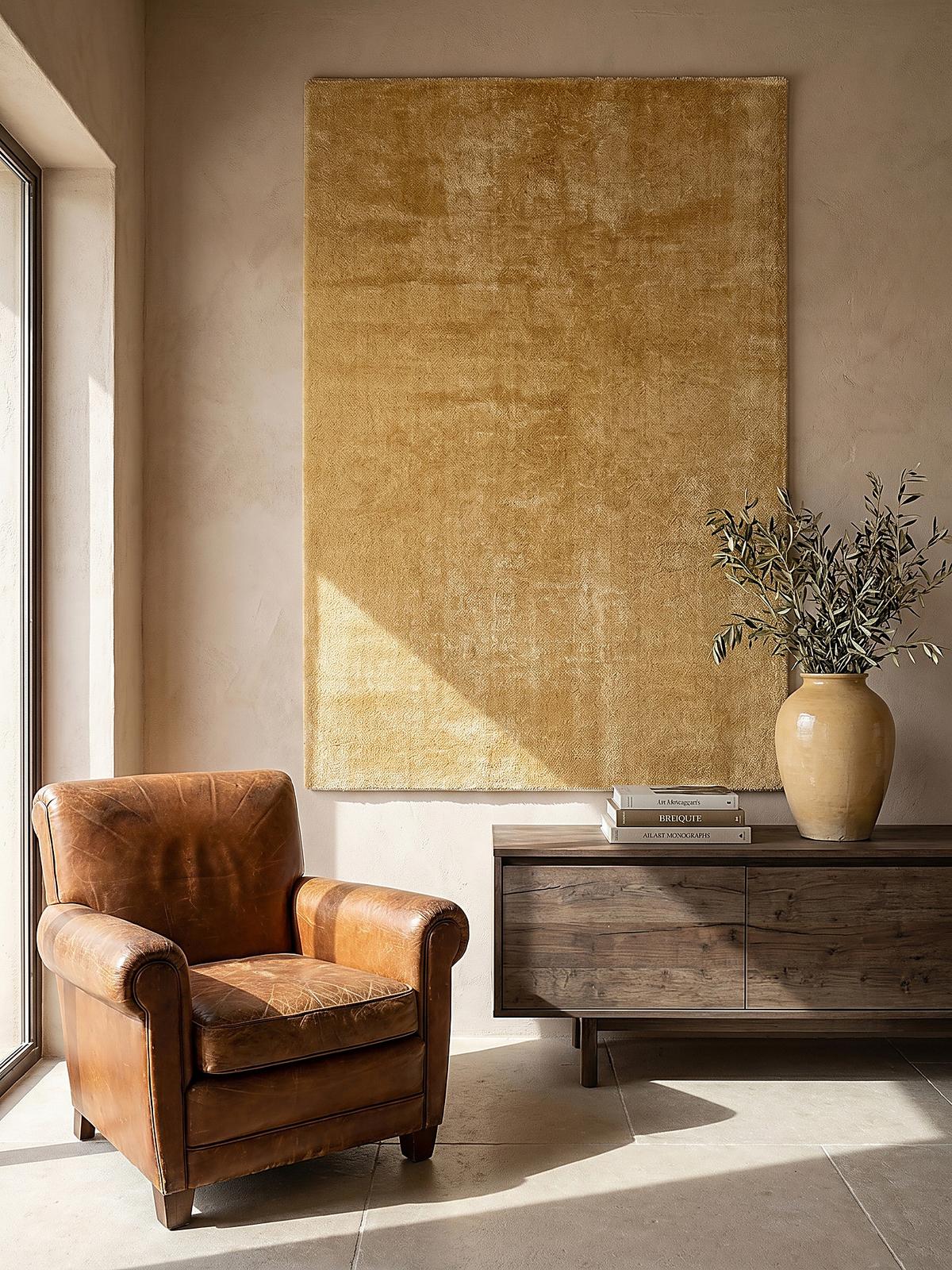 TEPPICHLÄUFER Antirutsch Uni ALDAN Polyester Gold 80 x 150 cm - Goldfarben, Textil (80/150cm) - KADIMA DESIGN