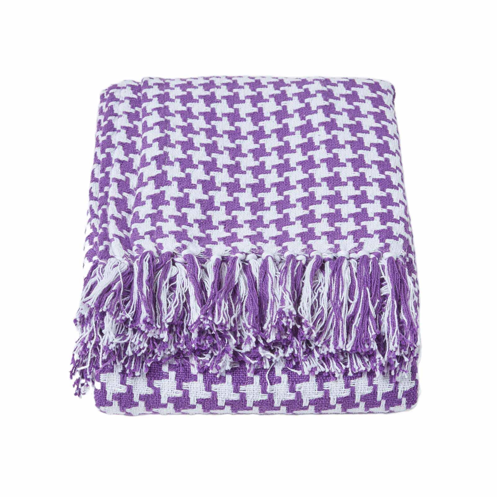 TAGESDECKE 255/360 cm, Hahnentritt-Muster - Lila, Textil (255/360cm) - Homescapes