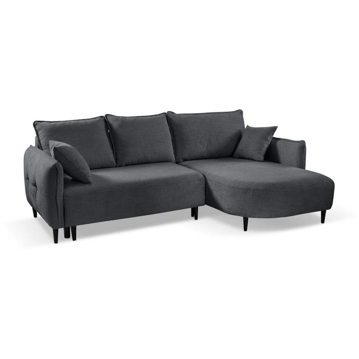 ECKSCHLAFSOFA Sycylia rechts dunkelgrau - Dunkelgrau/Schwarz, Textil (244/165cm) - Beautysofa