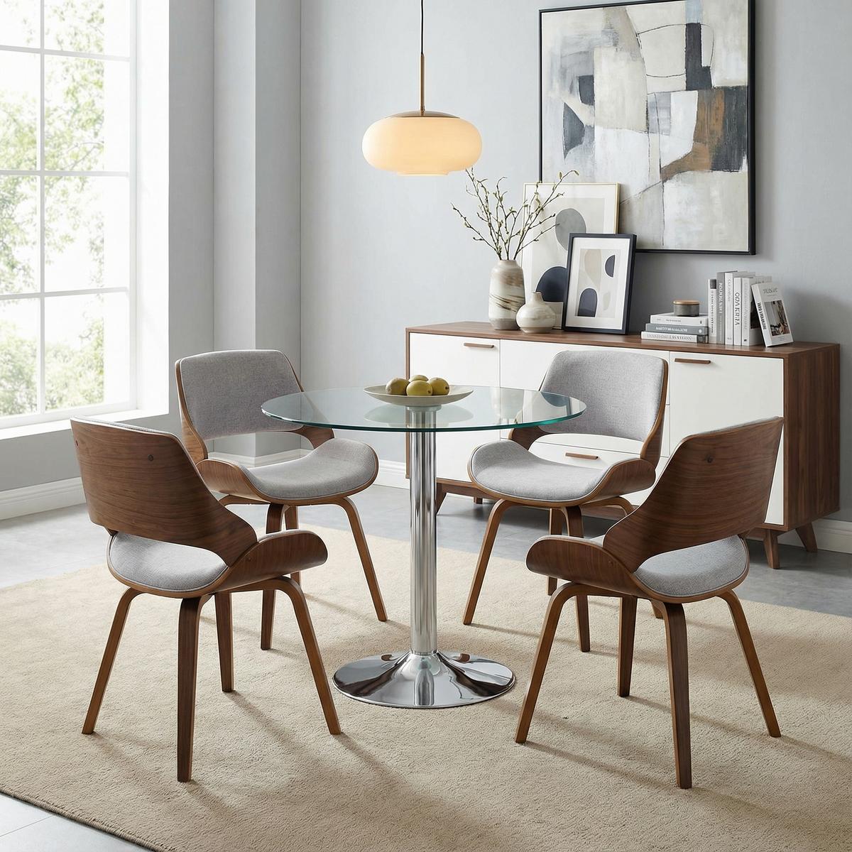 ESSTISCH Ø 85 cm Runder in Glas & Silber - Eichefarben, Glas (85/85/76cm) - Urban Meuble