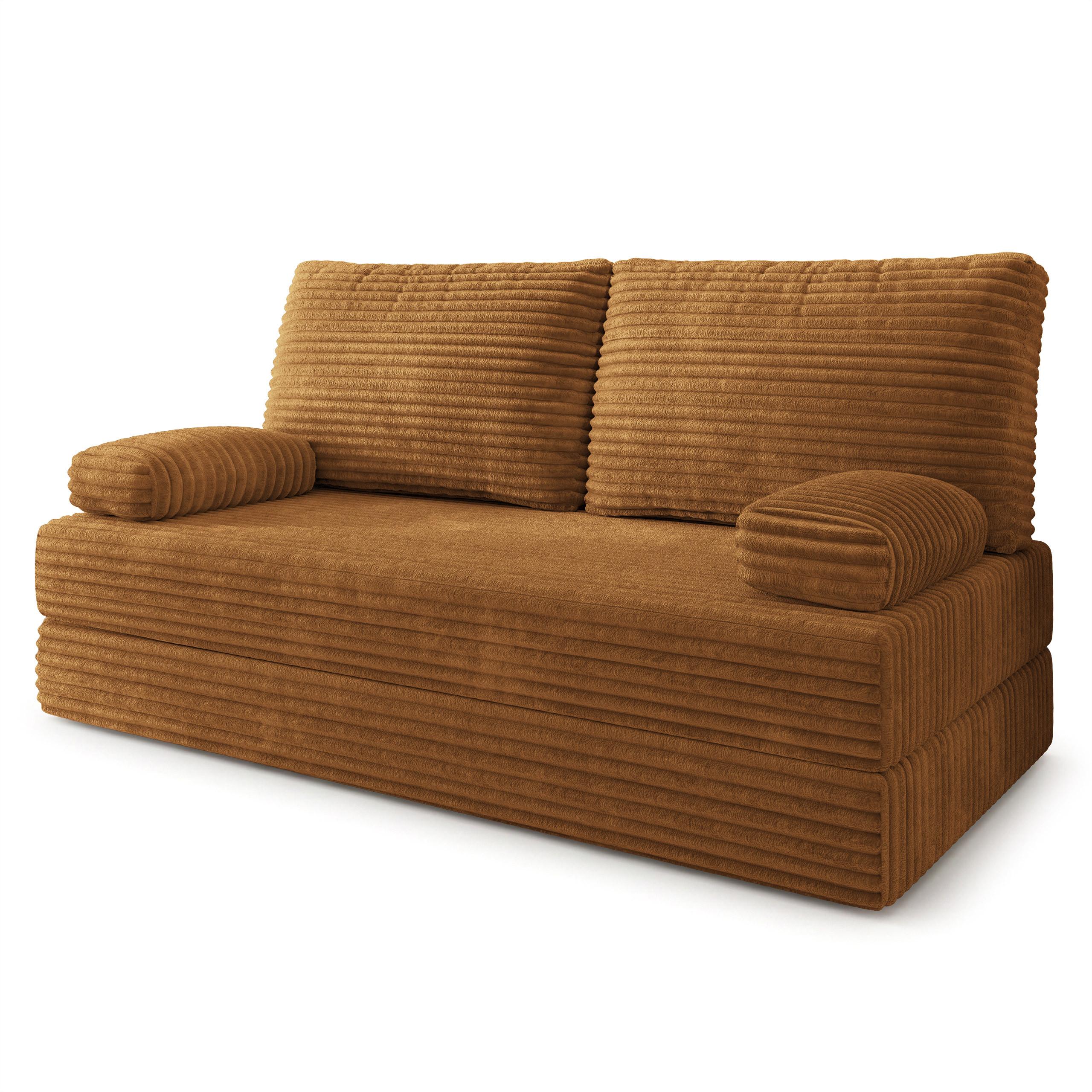 BETTSOFA SILAR aus Schaumstoff Kordstoff Orange Schlaffunktion - Orange, Textil (170/86/80cm) - MASSENO