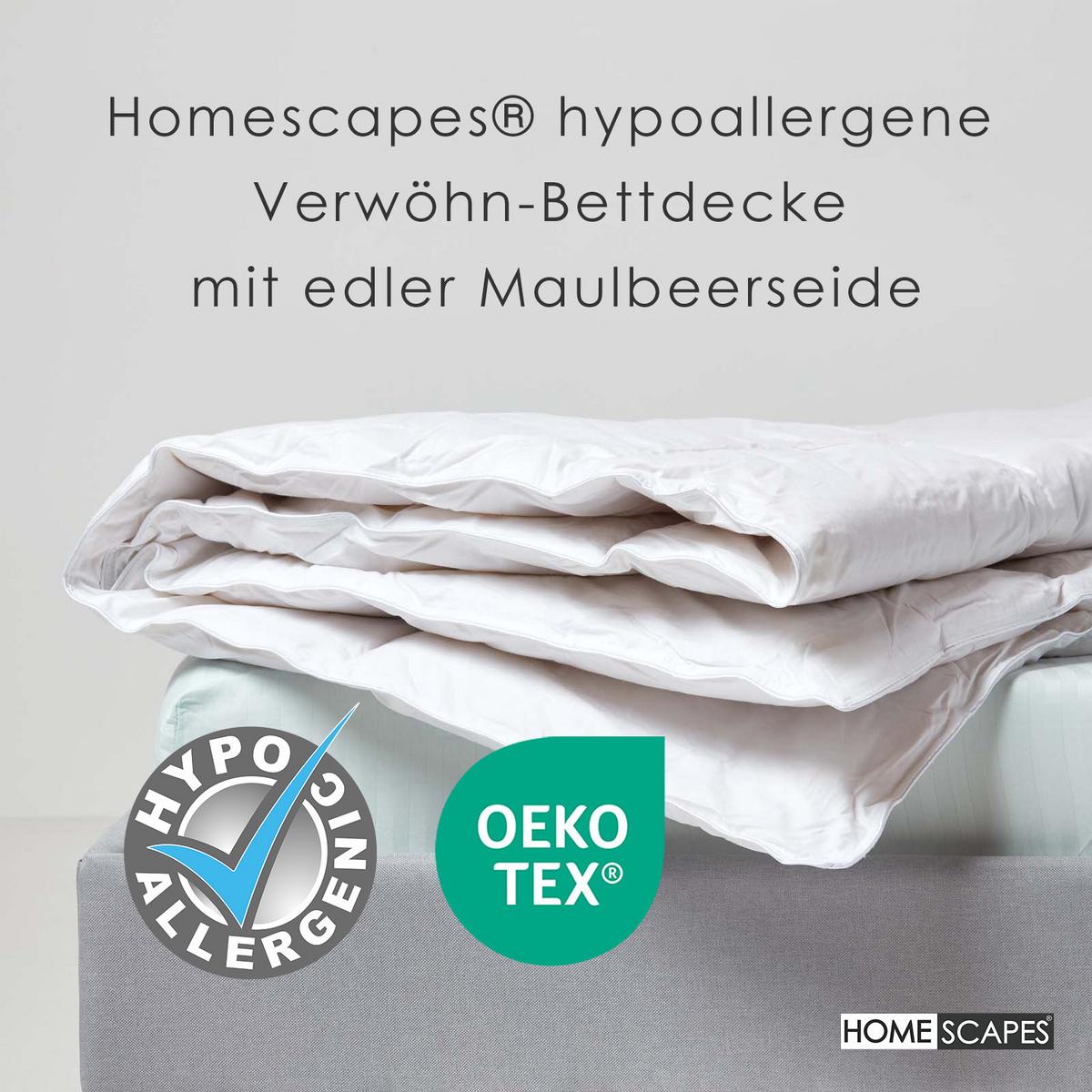 WINTERDECKE 155/220 cm, Seidenmischung - Weiß, Textil (155/220cm) - Homescapes