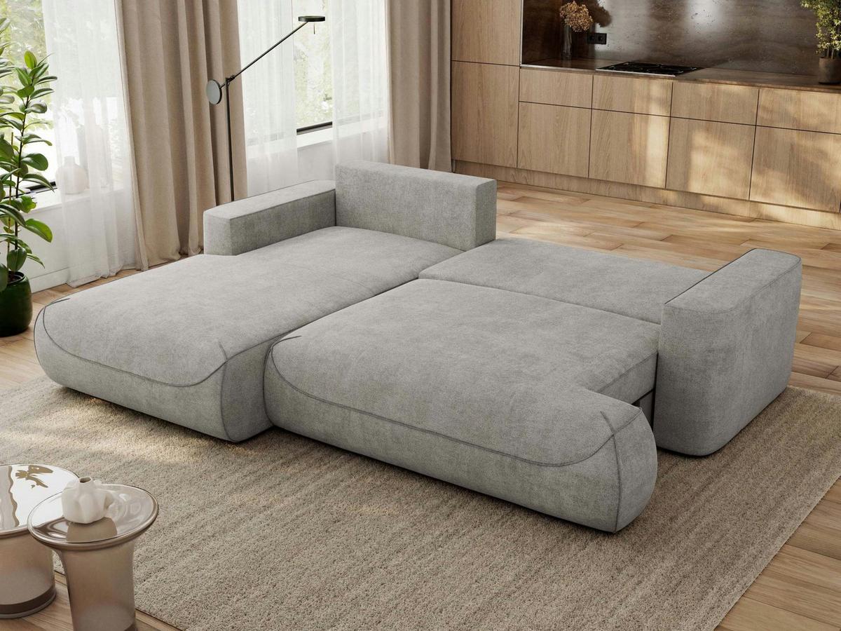 ECKSOFA OVO L Hellgrau Struktur - Links Seite - Hellgrau/Schwarz, Kunststoff/Textil (271/195cm) - MKS